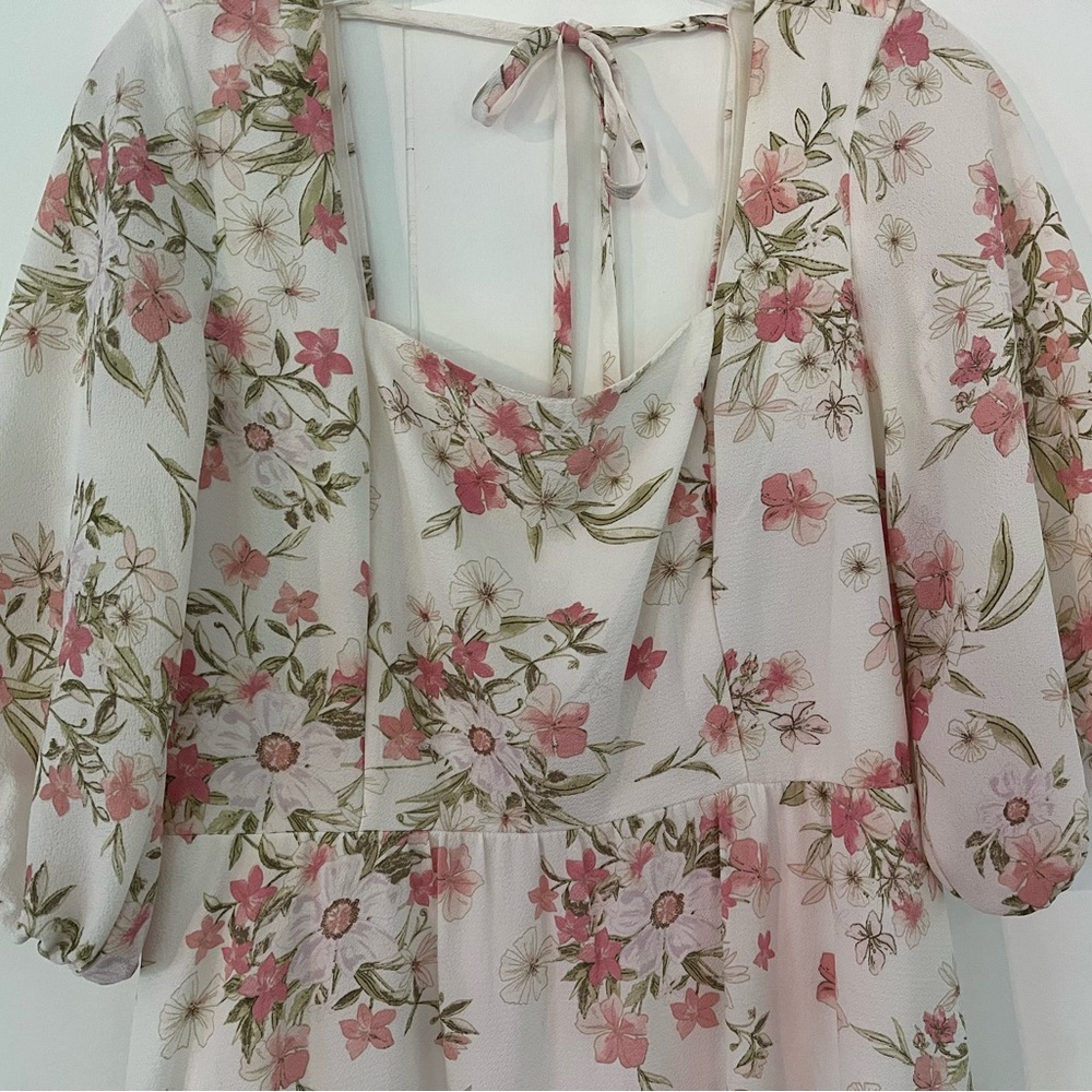 52 Seven Feminine Peasant Floral Smock Dress Pink Dogwood size 6